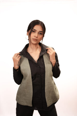 Linen Cotton Shirt with Grecian Green Jacket