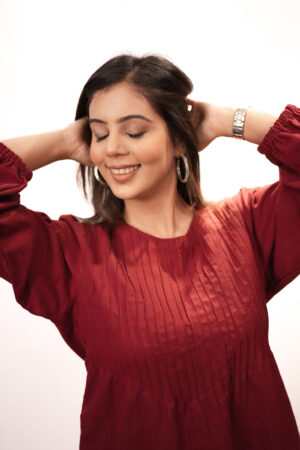 Maroon Cotton Straight-Cut Top