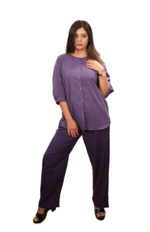 Purple Cotton Straight-Cut Top